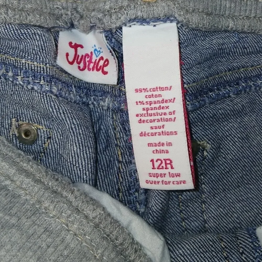 Justice Girls Blue Jean Cuffed Shorts w/Stretch yWaist - Size 12R